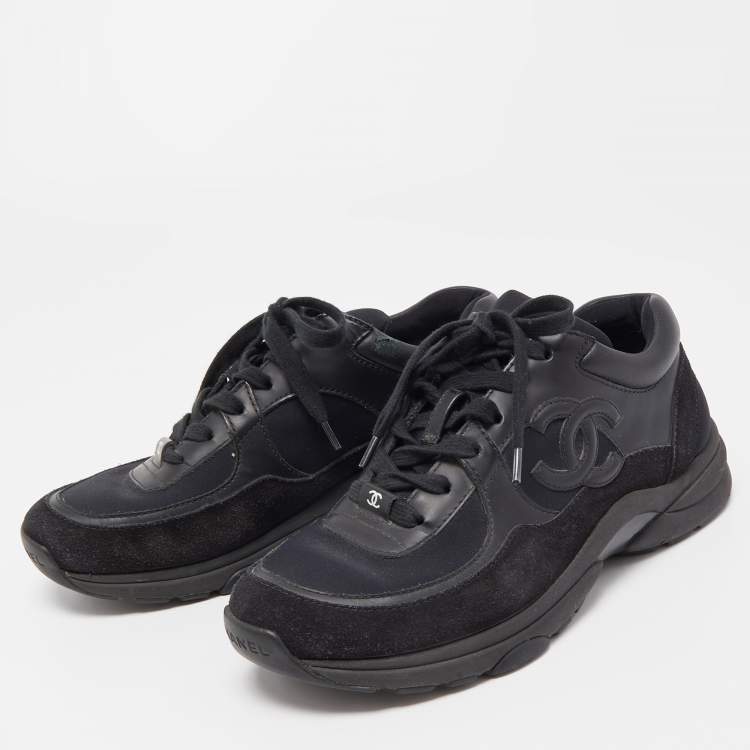 Chanel Black Suede and Fabric CC Low Top Sneakers Size 36.5 Chanel