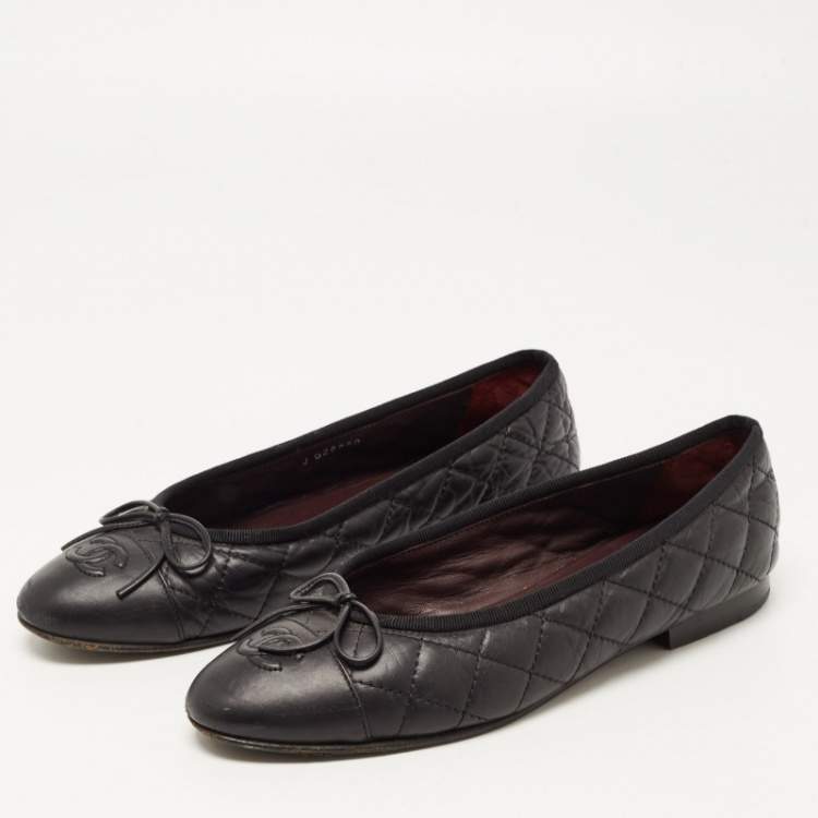 Leather CC Cap Toe Bow Ballet Flats 36.5 Chanel | TLC