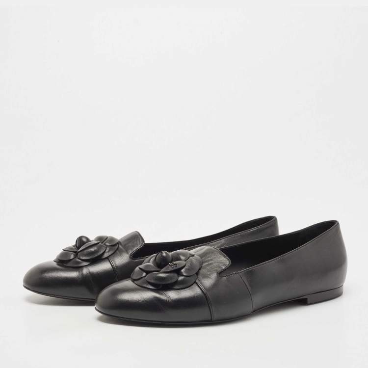 Authentic Chanel Black Solid Satin Shoes on sale at JHROP. Luxury