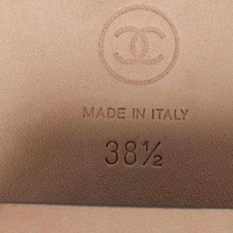 Pre Owned Chanel Black Leather CC Cut Out Knee Length Boots Size 38.5