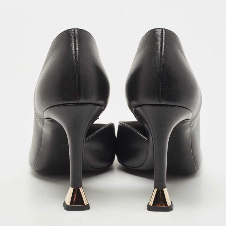 Pre Owned Chanel Black Leather CC D'orsay Pumps Size 38