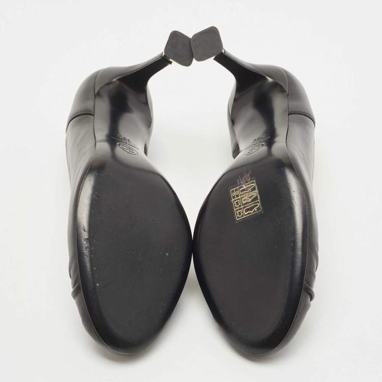 Pre Owned Chanel Black Leather CC D'orsay Pumps Size 38