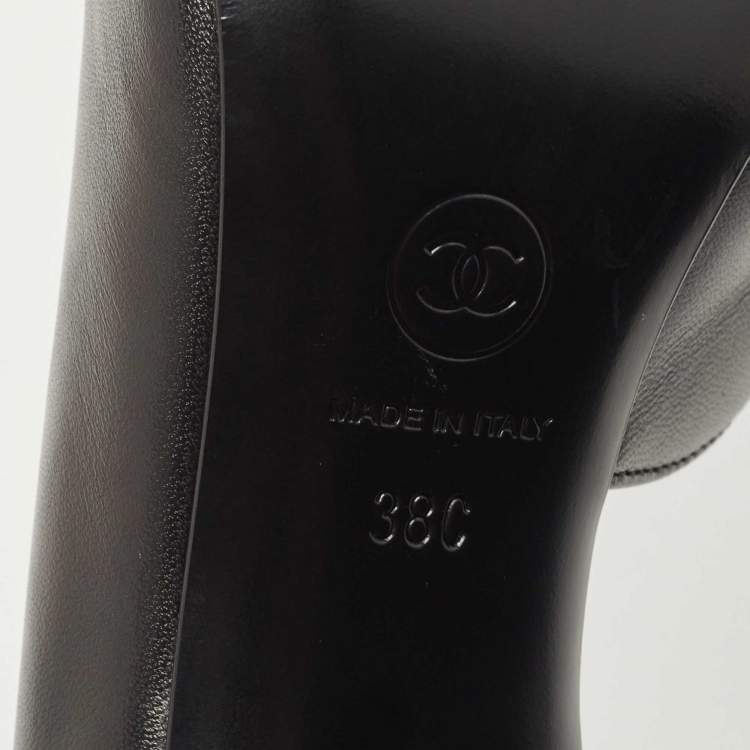 Pre Owned Chanel Black Leather CC D'orsay Pumps Size 38