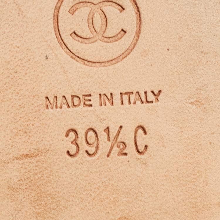 مملوكة مسبقًا Chanel Dark Blue Caviar Leather CC Bow Ballet Flats Size 39.5