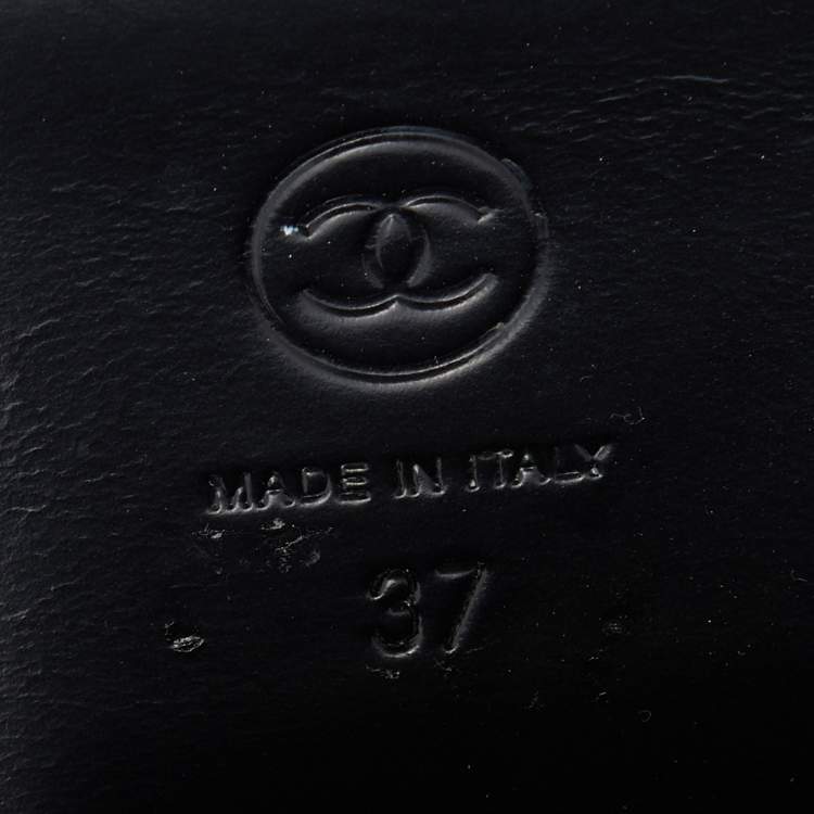 Pre Owned Chanel Black Leather Block Heel Ankle Boots Size 37