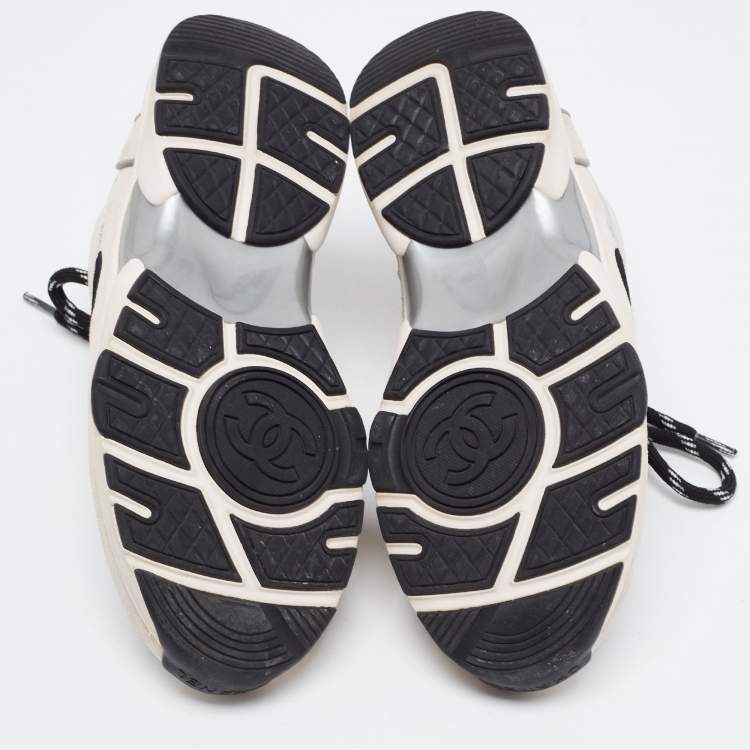 Pre Owned Chanel Tricolor Mesh and Suede CC Low Top Sneakers Size 36