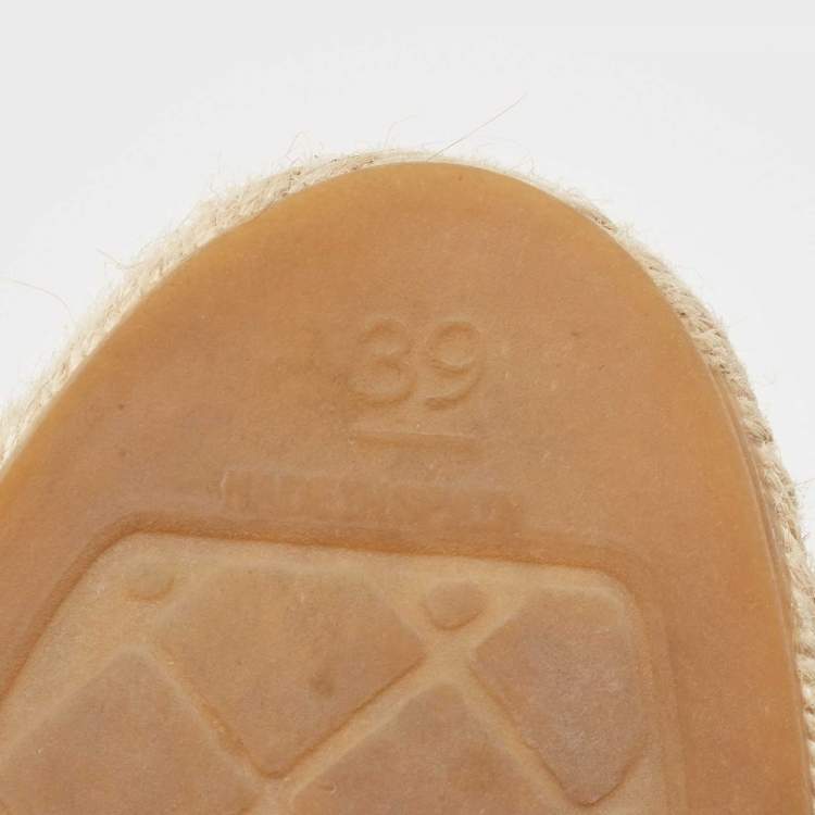 Pre Owned Chanel Blue Leather CC Espadrilles Flats Size 39