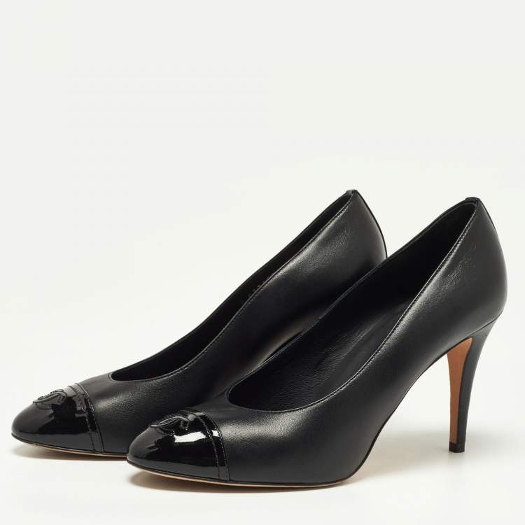 Chanel Black Canvas CC Pearl Embellished Mule Sandals Size 39