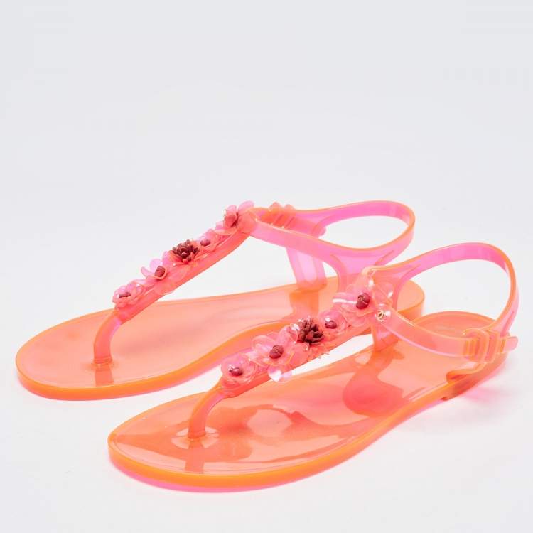 Chanel Orange Jelly Ankle Strap Sandals Size 39 Chanel TLC