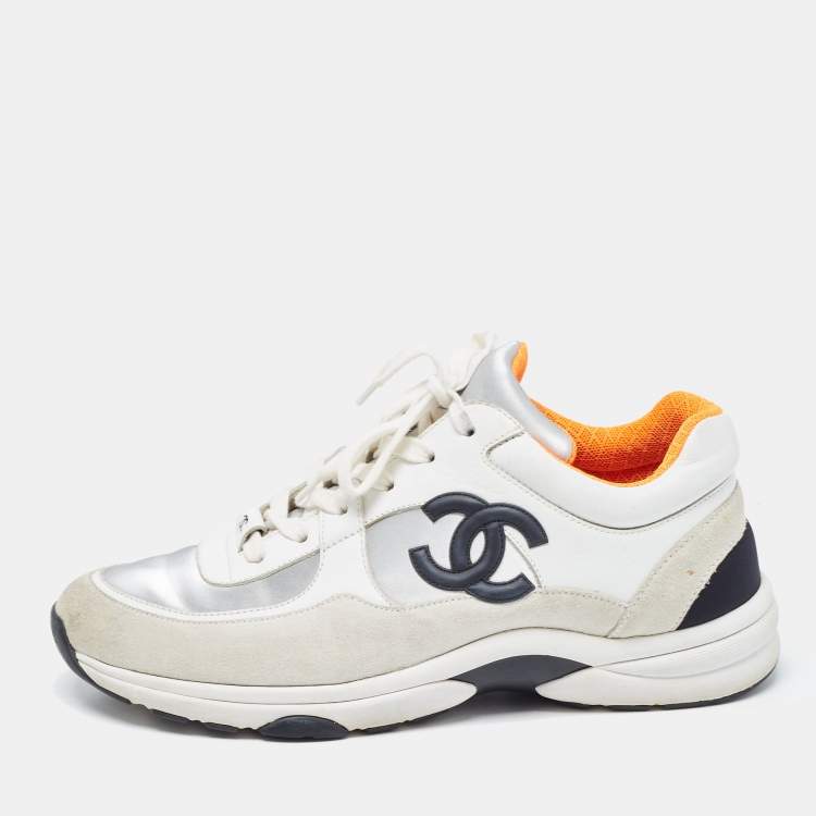 Chanel Grey/White Suede and Leather CC Low Top Sneakers Size 39.5 Chanel |  The Luxury Closet