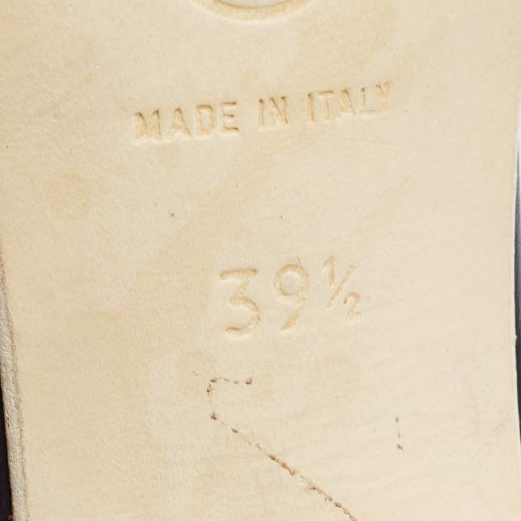 Pre Owned Chanel Black Leather CC Ankle Strap Pumps Size 39.5