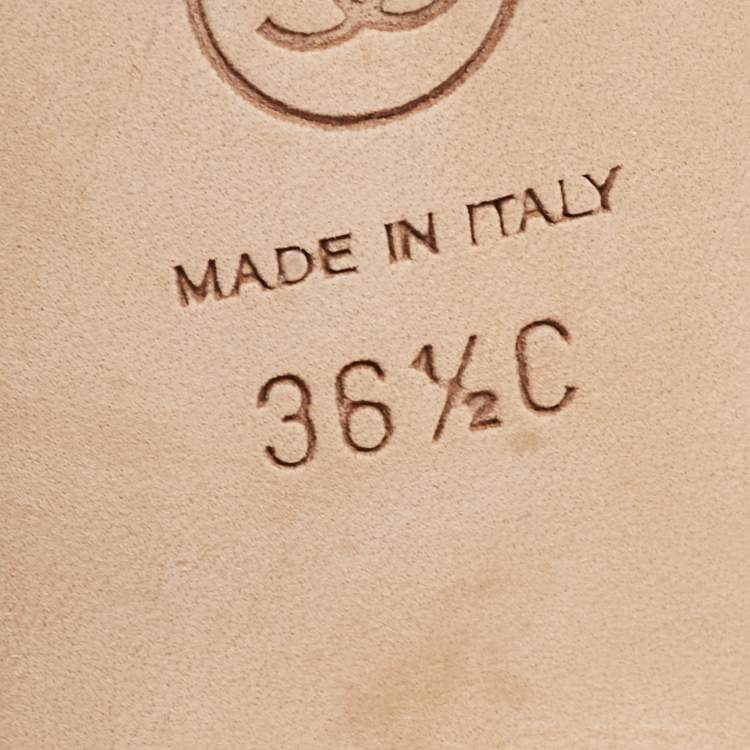 Pre Owned Chanel Silver/Black Canvas and Leather CC Slingback Pumps Size 36.5