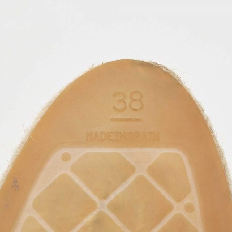 Pre Owned Chanel Black Leather CC Cap Toe Espadrilles Flats Size 38