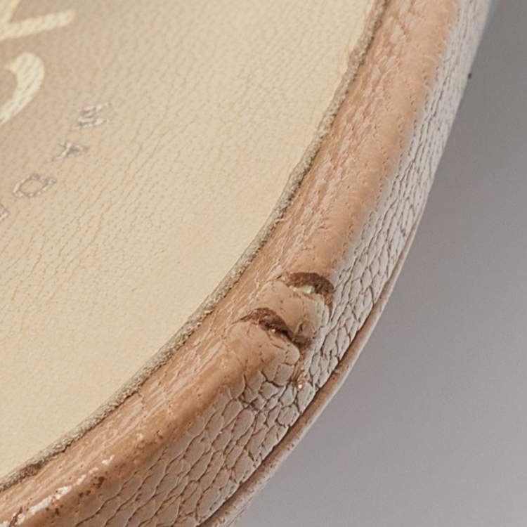 Pre Owned Chanel Beige/Black Leather CC Slingback Pumps Size 40