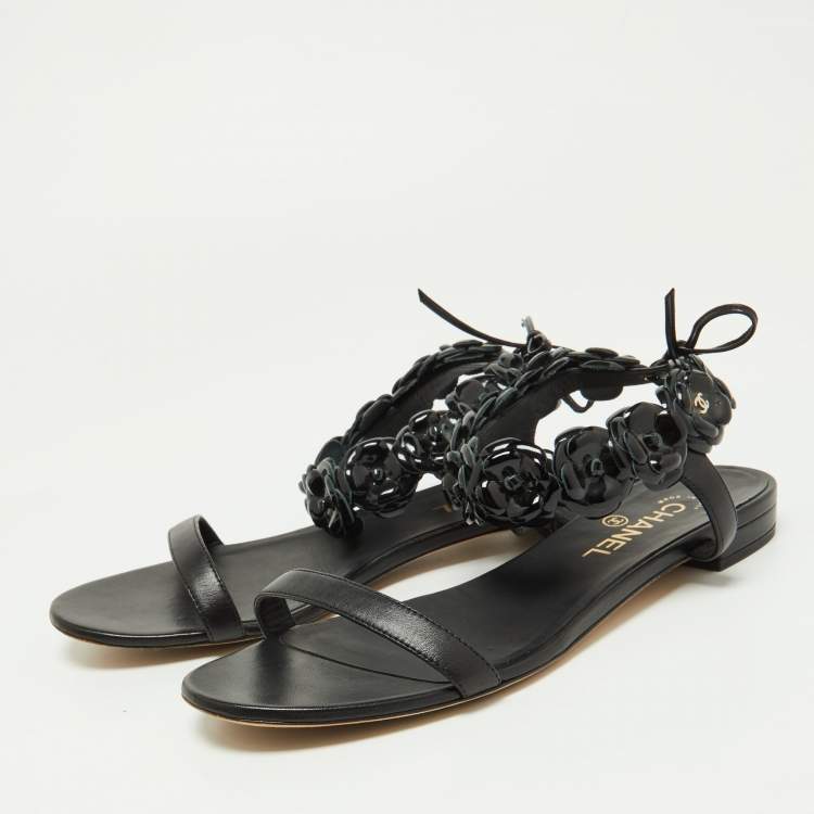 Chanel Black Suede Chain Embellished Flat Slide Sandals Size 40.5 Chanel |  The Luxury Closet | Embellished flats, Velvet sandals, Chanel black