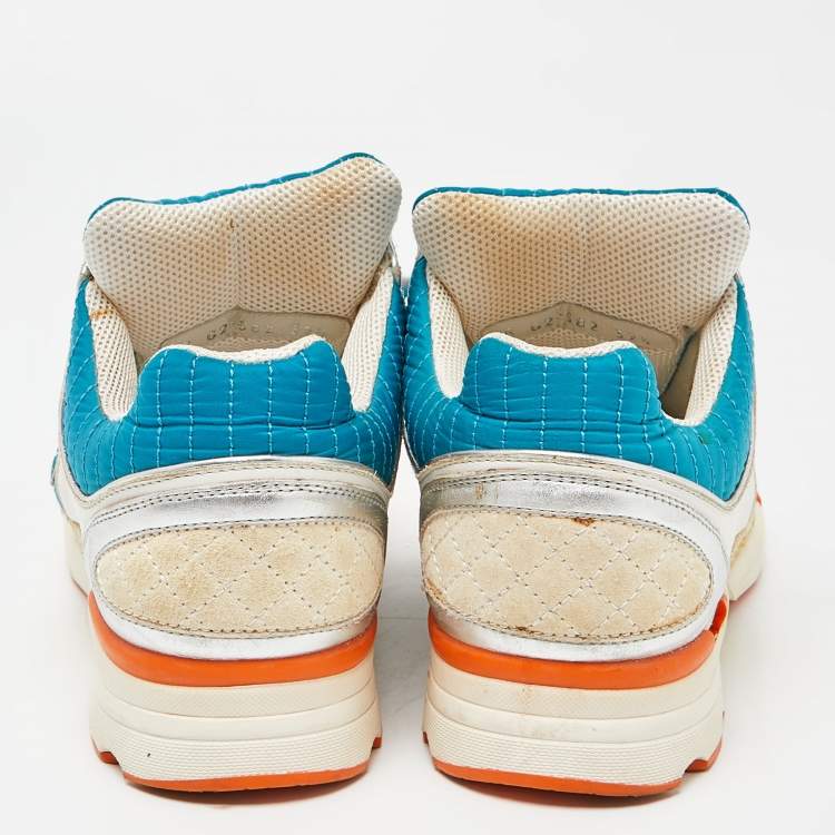 Pre Owned Chanel Multicolor Suede and Nylon Low Top Sneakers Size 39.5