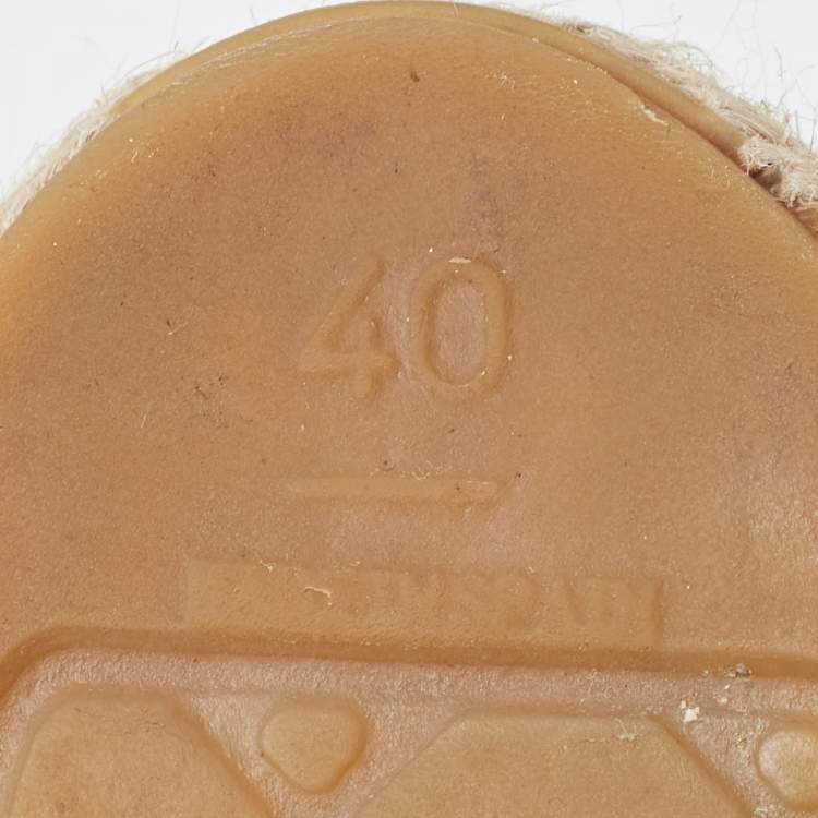 Pre Owned Chanel White//Black Patent Leather Crystal Embellished CC Espadrille Flats Size 40