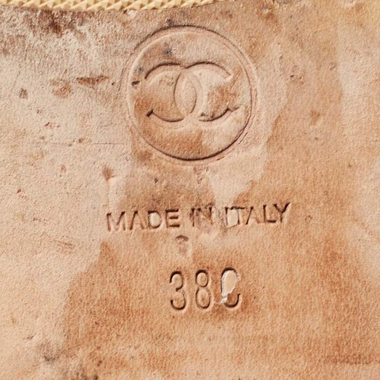 Pre Owned Chanel Two Tone Patent and Leather CC Cap Toe Bow Ballet Flats Size 38