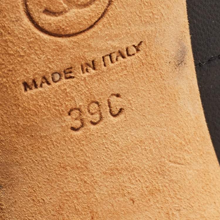 Pre Owned Chanel Black Leather Quilted Leather CC and Crystal Embellished Booties Size 39