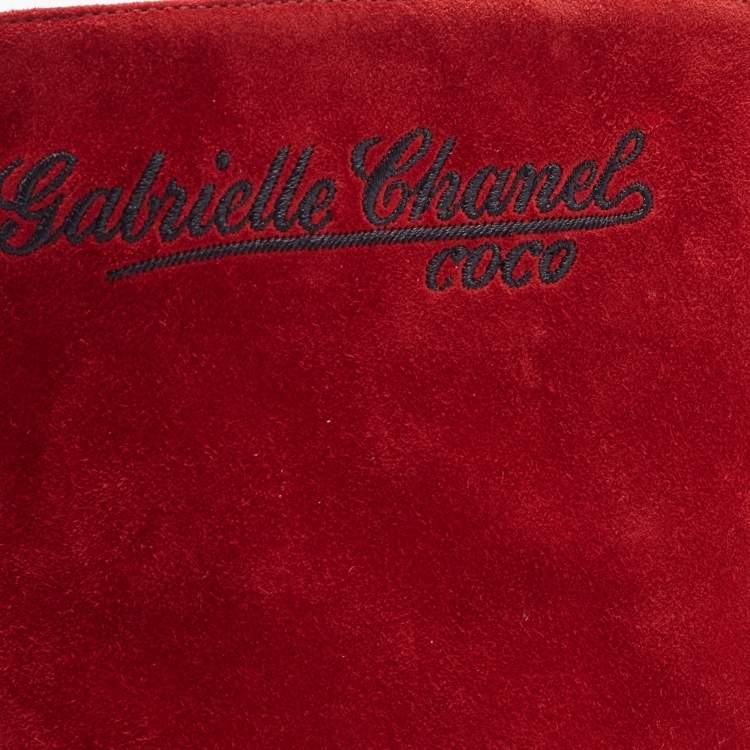 Pre Owned Chanel Red/Black Suede Pointed Toe Mid Calf Boots Size 40