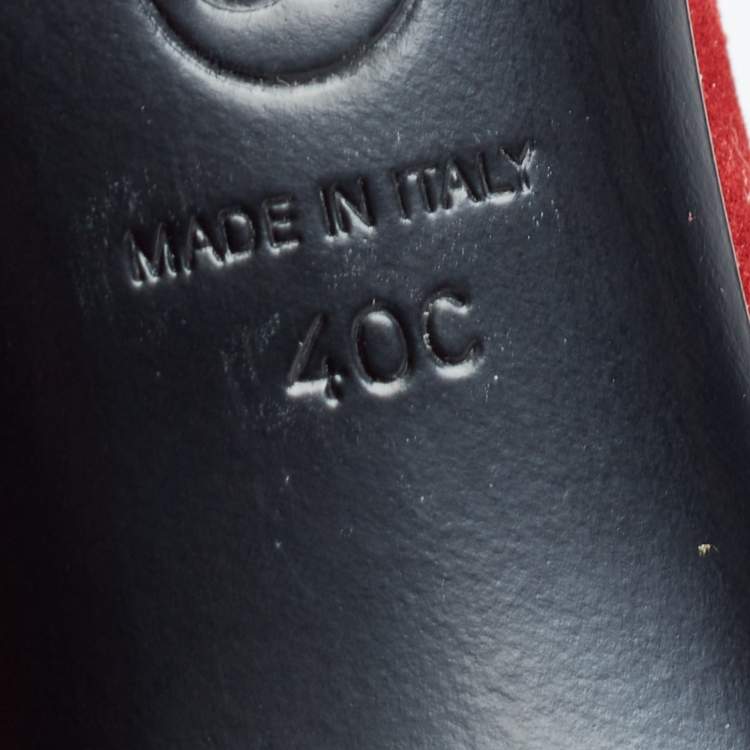 Pre Owned Chanel Red/Black Suede Pointed Toe Mid Calf Boots Size 40