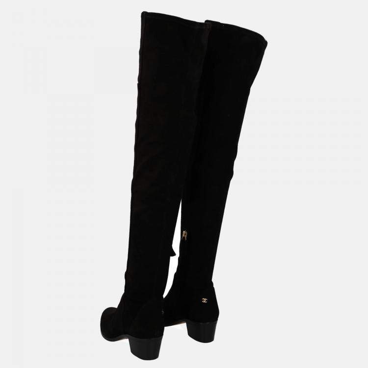 Pre Owned Chanel  Women's Leather Boots - Black - EU 37.5