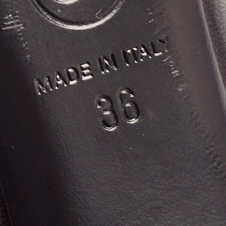 Pre Owned Chanel Black Leather and Canvas CC Pointed Toe Pumps Size 36