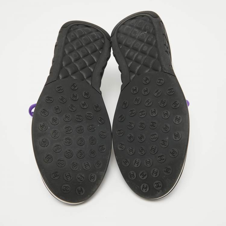 Pre Owned Chanel Purple/White Mesh Interlocking CC Logo Sneakers Size 40.5