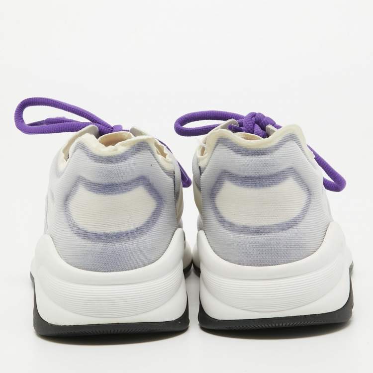 Pre Owned Chanel Purple/White Mesh Interlocking CC Logo Sneakers Size 40.5