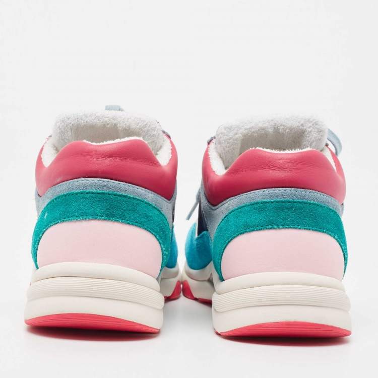 Pre Owned Chanel Multicolor Suede and Nylon CC Low Top Sneakers Size 40