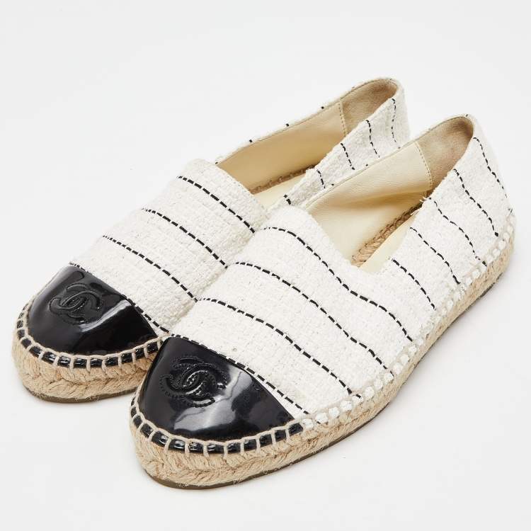 Chanel espadrilles black and white deals