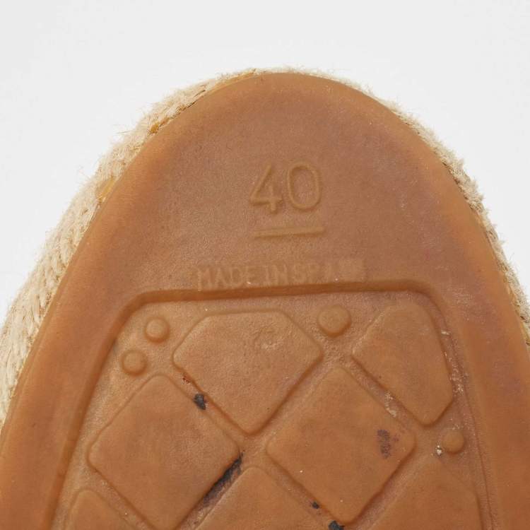 Pre Owned Chanel Black Leather CC Espadrille Flats Size 40