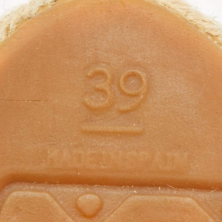 Pre Owned Chanel Blue Printed Mesh and Leather CC Espadrille Flats Size 39