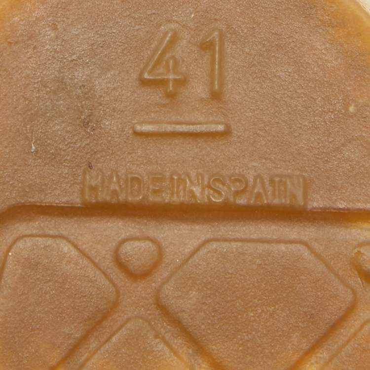 Pre Owned Chanel Beige/Black Quilted Leather CC Chain Link Espadrille Flat Mules Size 41