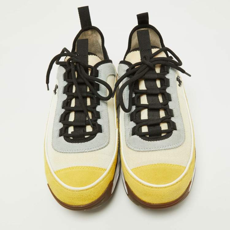 Pre Owned Chanel Multicolor Suede and Mesh CC Low Top Sneakers Size 40