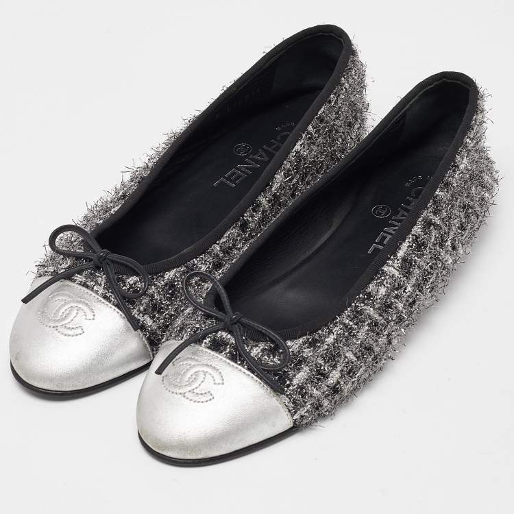 CHANEL Ballet Design Shoes in Silver & Black, with COCO Mark