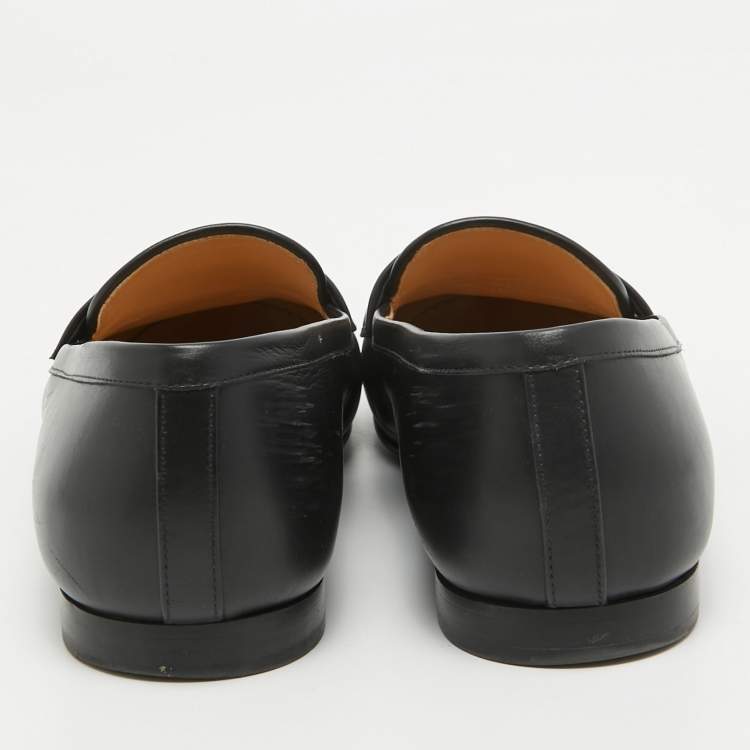 Pre Owned Chanel Black Leather CC Logo Slip On Loafers Size 38