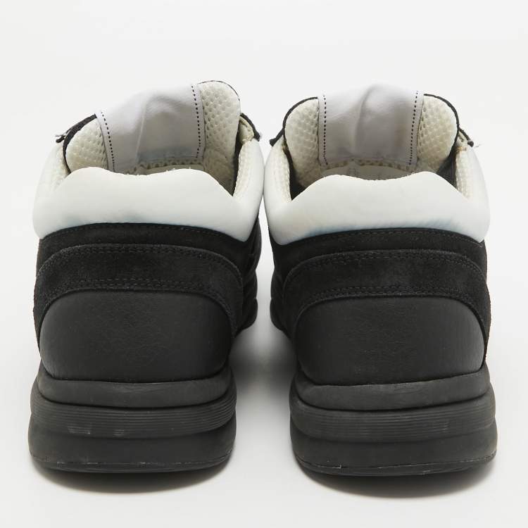 Pre Owned Chanel Black Suede And Fabric CC Lace Up Sneakers  Size 40