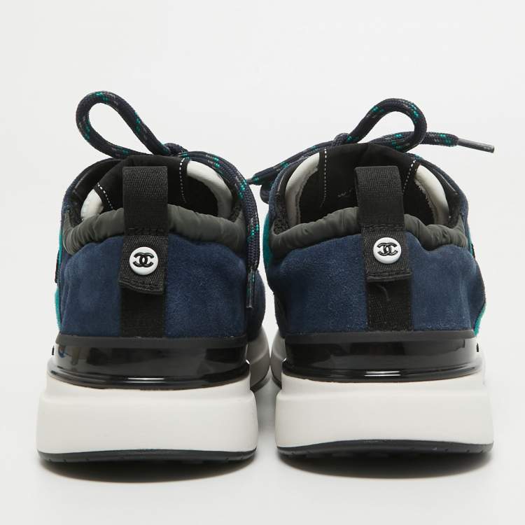 Pre Owned Chanel Tricolor Suede CC Low Top Sneakers Size 40