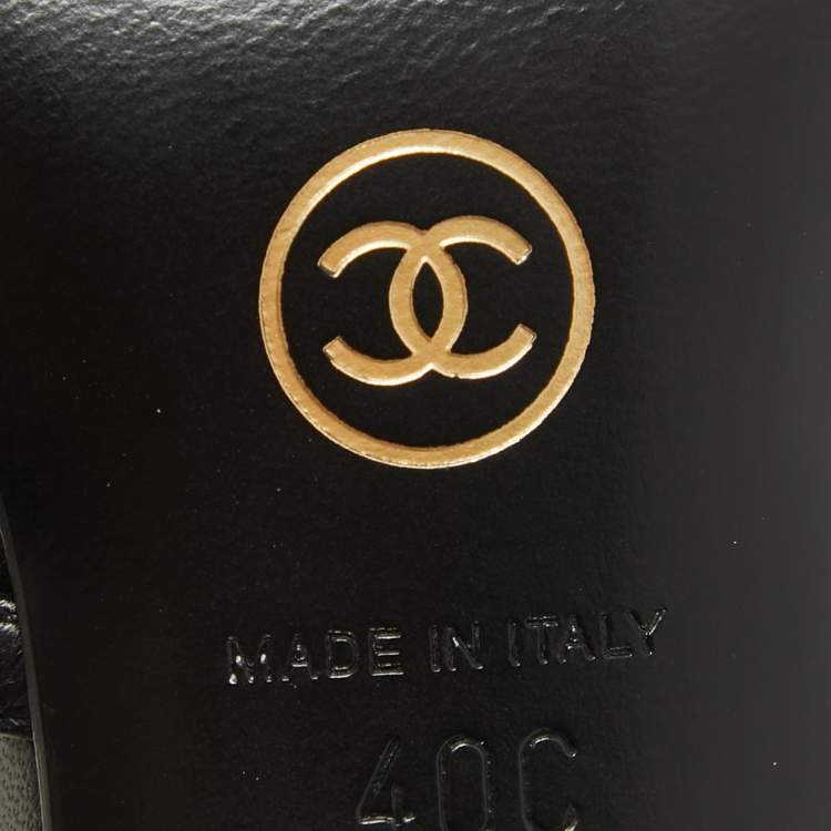 Pre Owned Chanel Black Leather Ankle Strap Pumps Size 40