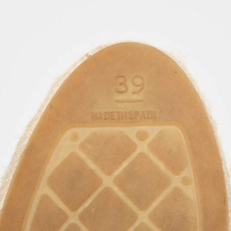 Pre Owned Chanel Pink/Black Canvas CC Espadrille Flats Size 39