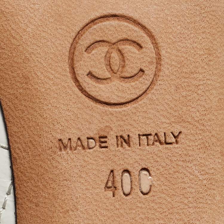 Pre Owned Chanel White/black Leather and Patent  Cap Toe Pumps Size 40