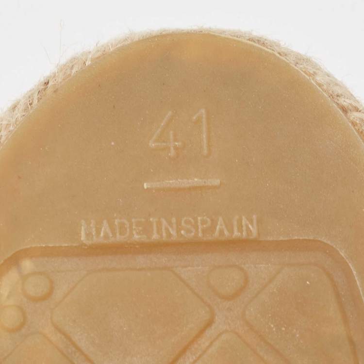 Pre Owned Chanel Grey/Black Canvas CC Espadrille Flats Size 41