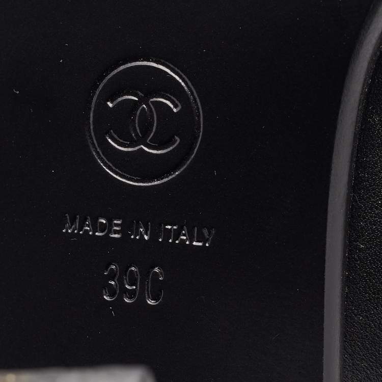 Pre Owned Chanel Black Leather CC Ankle Boots Size 39