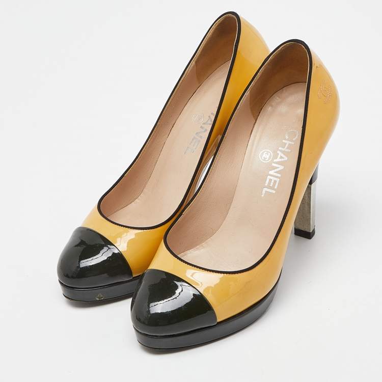 Pre Owned Chanel Multicolor Patent Leather Metal Heel Pumps Size 37