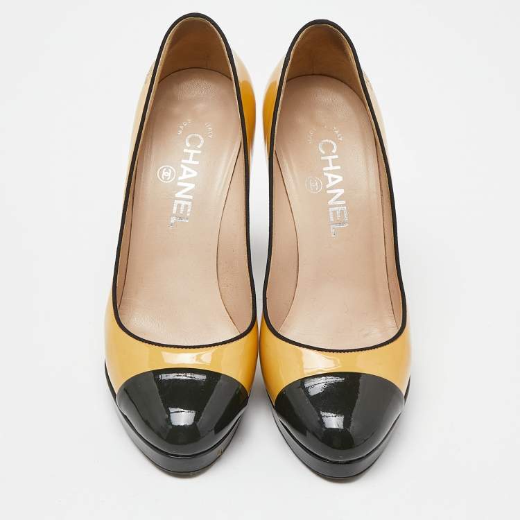 Pre Owned Chanel Multicolor Patent Leather Metal Heel Pumps Size 37