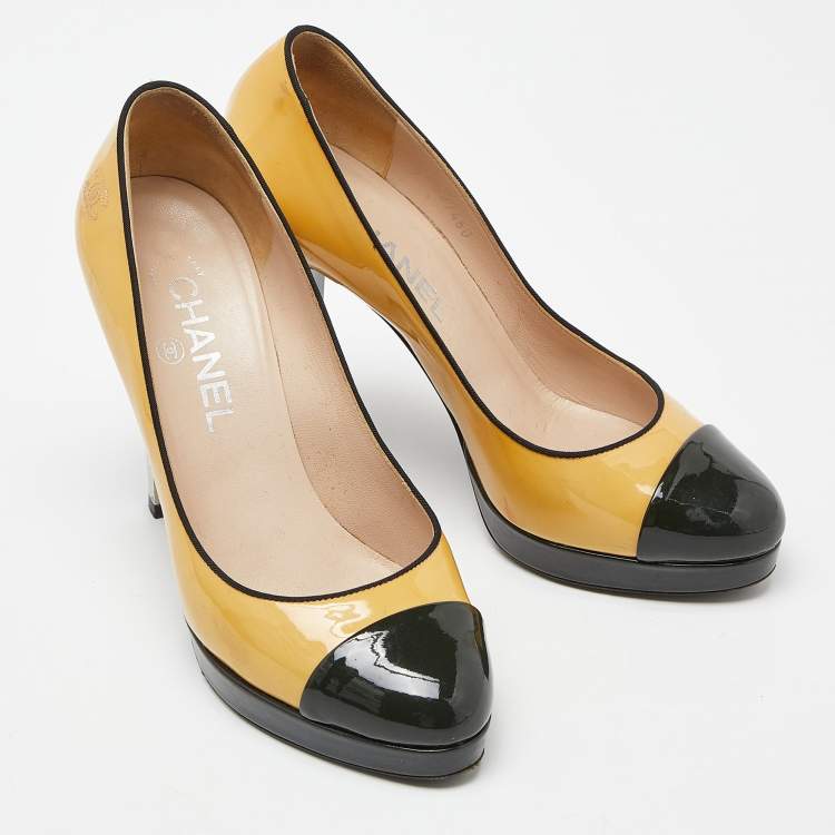 Pre Owned Chanel Multicolor Patent Leather Metal Heel Pumps Size 37