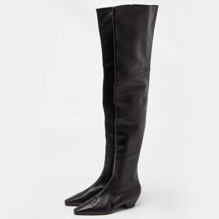 CHANEL ブーツ 37 CHANEL boots Shearling Nylon COCO Mark Boa Snow