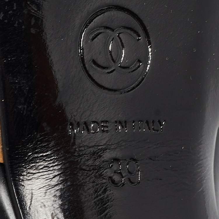 Pre Owned Chanel Black Jelly CC Cork Platform Ankle Strap Sandals Size 39