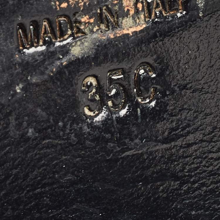 Pre Owned Chanel Black Leather CC Cap Toe Ankle Boots Size 35